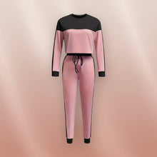 Load image into Gallery viewer, Women's Korean-Style Hoodie &amp; Pants Two-Piece Set – Casual Patchwork
