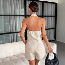 Load image into Gallery viewer, Women's Metal Button V-Neck Vest &amp; Shorts Set

