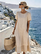 Load image into Gallery viewer, Women's Plus-Size Patchwork Maxi Dress – Relaxed Fit Casual Skirt
