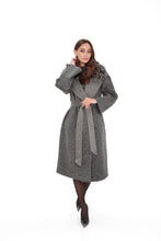 Load image into Gallery viewer, Boston Genuine Silver Fox Cashmere Blend Double-Face Coat in Grey Mélange
