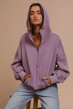 Load image into Gallery viewer, BiBi Stitch Detailed Elastic Hem Half Zip Fleece Hoodie
