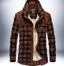 Load image into Gallery viewer, Winter Jacket Men Thicken Warm Fleece Jackets Coats Pure Cotton Plaid Jacket Military Clothes
