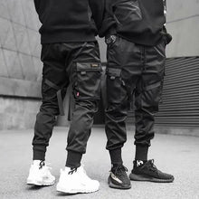 Load image into Gallery viewer, Ribbons Harem Joggers Men Cargo Pants Streetwear Hip Hop Casual Pockets Cotton Track Pants
