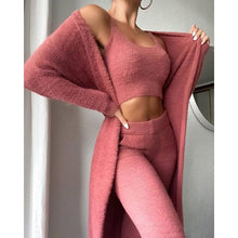 Load image into Gallery viewer, Women's 3-Piece Cozy Lounge Set - Pajama Set with Cardigan
