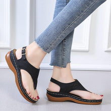 Load image into Gallery viewer, Casual Sandals Women's Wedge Heel Solid Color Flip Flop Sandals
