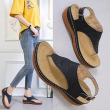 Load image into Gallery viewer, Casual Sandals Women's Wedge Heel Solid Color Flip Flop Sandals
