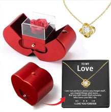 Load image into Gallery viewer, Fashion Jewelry Box Red Apple Christmas Gift Necklace Eternal Rose For Girl Mother's Day Valentine's Day Gifts With Artificial Flower Rose Flower Jewelry Box
