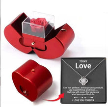 Load image into Gallery viewer, Fashion Jewelry Box Red Apple Christmas Gift Necklace Eternal Rose For Girl Mother's Day Valentine's Day Gifts With Artificial Flower Rose Flower Jewelry Box
