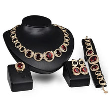 Load image into Gallery viewer, Gold Jewelry Set - 4-Piece Blue Gem Wedding Collection
