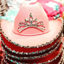 Load image into Gallery viewer, Sequined Western Cowboy Hat - Wool Felt with Feather Trim
