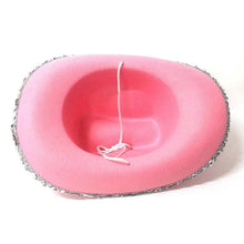 Load image into Gallery viewer, Sequined Western Cowboy Hat - Wool Felt with Feather Trim
