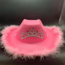 Load image into Gallery viewer, Sequined Western Cowboy Hat - Wool Felt with Feather Trim
