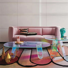 Load image into Gallery viewer, Acrylic Rainbow Color Coffee Table - Iridescent Modern Accent Table
