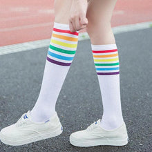 Load image into Gallery viewer, Women's Striped Knee-High Cotton Socks
