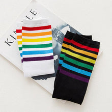 Load image into Gallery viewer, Women's Striped Knee-High Cotton Socks
