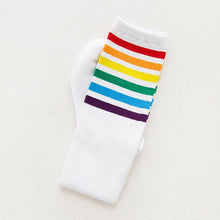 Load image into Gallery viewer, Women's Striped Knee-High Cotton Socks
