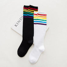 Load image into Gallery viewer, Women's Striped Knee-High Cotton Socks
