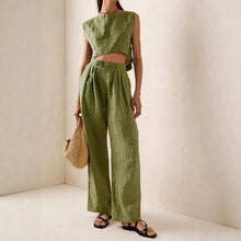 Load image into Gallery viewer, Women's Crew-Neck Loose Casual Two-Piece Set – Breathable T-Shirt &amp; Pants
