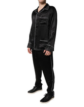 Load image into Gallery viewer, Dolce &amp; Gabbana Black Silk Shirt Pants Pajama Set Sleepwear
