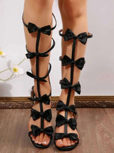 Load image into Gallery viewer, Chic Bow Heels: Strappy Sandals
