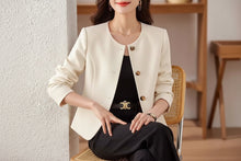 Load image into Gallery viewer, Women’s Cropped Crew Neck Jacket – Casual Lightweight Outerwear
