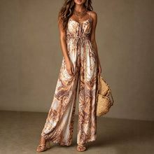 Load image into Gallery viewer, Women's Printed Backless Camisole Wide Leg Jumpsuit
