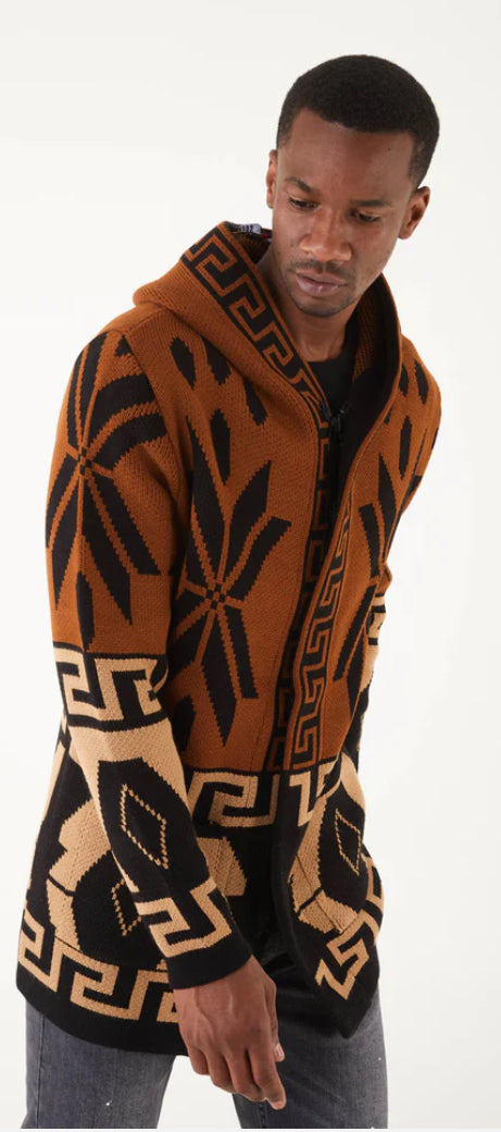 Lagos Red Exclusive Men's Brown Fashion Long Sweaters | Hoodie LS89