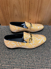 Load image into Gallery viewer, Successos SH3620 Gold/White Floral Print Red Bottom Smoking Slip-on Dress Shoes Sizes 7-15
