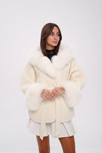 Load image into Gallery viewer, Genuine Polar Fox Fur Wool Hooded Coat
