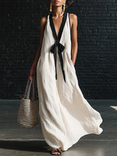 Load image into Gallery viewer, Women's V-Neck Strapless Sleeveless Maxi Dress | Resort-Style Elegant Long Dress

