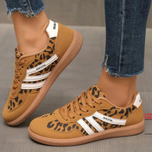 Load image into Gallery viewer, Leopard Print Round Toe Lace-Up Sneakers – PU Casual Flats
