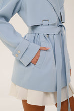 Load image into Gallery viewer, Karina Midi Belted Wool Cashmere Blend Overcoat in Sky Blue
