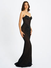 Load image into Gallery viewer, Fatima Black Crystal Sleeveless Corset Mermaid Maxi Dress
