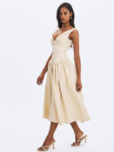 Load image into Gallery viewer, Chelsea Ivory Jacquard Ruched Bust Sweetheart Midi Dress
