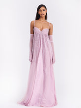 Load image into Gallery viewer, Wallie Pink Rhinestone Embellished Mesh Backless Gown

