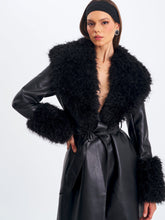 Load image into Gallery viewer, Zariah Black Faux Fur Trimmed Longline Coat
