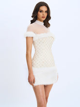 Load image into Gallery viewer, Taylor Ivory Fur Trimmed Beaded Bouclé Mini Dress
