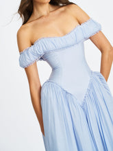 Load image into Gallery viewer, Xavy Baby Blue Off Shoulder Corset Midi Dress
