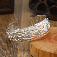 Load image into Gallery viewer, Big Elegant Luxury Amazing Classic Fashion Flower Metal Tibetan Indian Silver Vintage Retro Fashion Cuff Bracelet Bangle For Woman With Details of Animals
