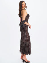 Load image into Gallery viewer, Yadira Brown Base Polka Dot Chiffon Maxi Dress
