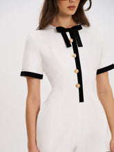 Load image into Gallery viewer, Idina Business Casual White Romper with Black Trim
