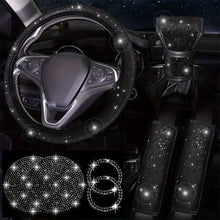 Load image into Gallery viewer, Diamond Set Leather Steering Wheel Cover Rhinestones Steering Wheel Cover With Crystal Breathable Anti-Slip Steering Wheel Protector Diamond Sparkling Car Steering Wheel Protector Vehicle Car Bling Steering Wheel Cover for Women Girls
