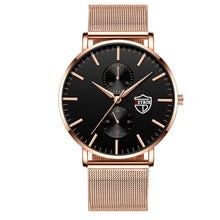 Load image into Gallery viewer, Black 3Bar Watch Men Women'S Watches Ladies Watch With Crystals  Fashion Stainless Steel Band Comfortable Wristwatch
