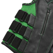 Load image into Gallery viewer, Tactical Emerald Men’s Motorcycle Leather Vest
