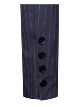 Load image into Gallery viewer, Tahlia Deep V Pinstripes Navy Blue Blazer Dress with scarf collar
