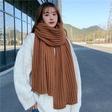 Load image into Gallery viewer, Winter Simple Soft Colorful Knitted Wool Scarf Solid Warm Scarves Lightweight Casual Couple Muffler Striped Elegant Hijab Cashmere Scarf Neck Scarf Christmas Gift For  Women
