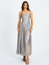 Load image into Gallery viewer, Palmer Silver Glitter Drop Waist Maxi Dress
