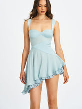 Load image into Gallery viewer, Yaffa Baby Blue Asymmetrical Mini Dress
