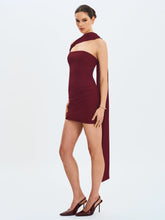 Load image into Gallery viewer, Ovelia Crimson Satin Ribbon Strapless Mini Dress
