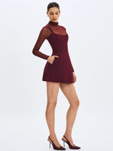 Load image into Gallery viewer, Natasha Burgundy Faux Two-Piece Turtleneck Mini Dress
